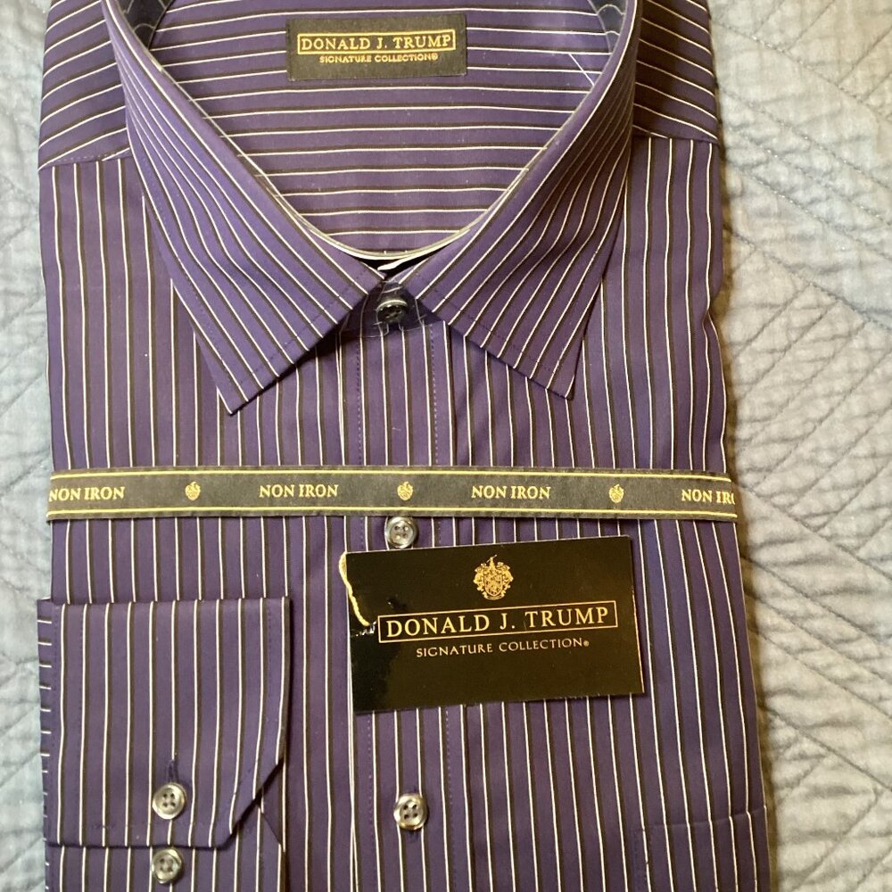 Donald J Trump Signature Collection 18 36/37 100% Non-Iron Cotton Dress Shirt